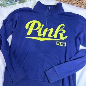 Blue Victoria Secret PINK 1/4 zip with Yellow Logo size XS
